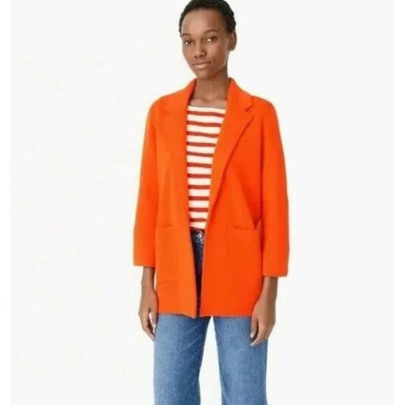 J. Crew 365 Women's XS Sophie Orange Oversized Knit Wool Open Cardigan Jacket - Picture 1 of 9